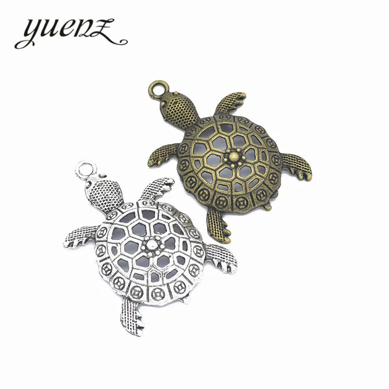 YuenZ 2 pcs color Antique Silver Turtle Charms Zinc Alloy necklace earring bracelet jewelry DIY handmade 55*38mm D758 | Украшения и
