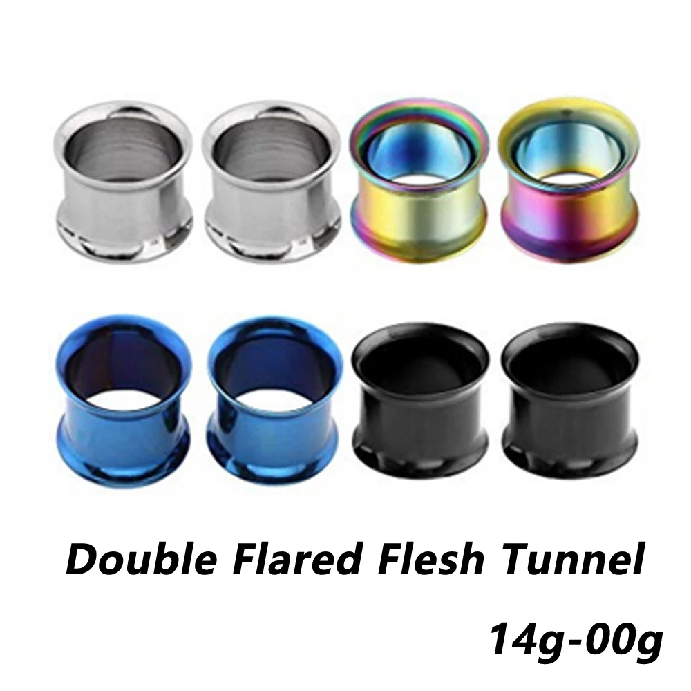 Single-Flared Tunnel Screw Tunnel Plug Ear Stretcher Black Acrylic Taper PiercingJ 8pcs 12G-00G Silvery Stainless Steel Taper