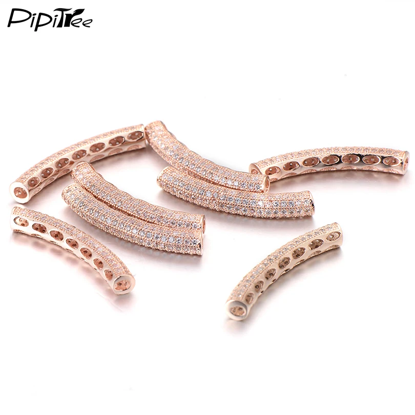 Pipitree Fashion Long Tube Beads Pave Setting Tiny Diy Bracelet Accessories Luxury Gold Color Long Strip Charm Beads 2 Colors
Pipitree Fashion Long Tube Beads Pave Setting Tiny Diy Bracelet Accessories Luxury Gold Color Long Strip Charm Beads 2 Colors