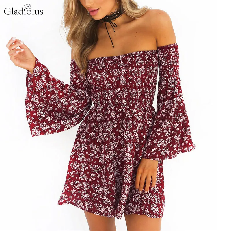 Gladiolus 2019 Sexy Off Shoulder Slash Neck Flare Sleeve Floral Print Boho Casual Beach Summer Dress Women Mini Dresses Sundress
Gladiolus 2019 Sexy Off Shoulder Slash Neck Flare Sleeve Floral Print Boho Casual Beach Summer Dress Women Mini Dresses Sundress