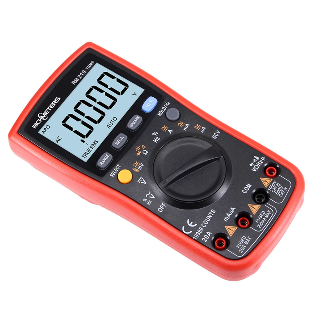 

Digital Multimeter RM219 19999 Counts Auto Range Multimeter NCV Frequency Auto Power off Voltage Ammeter Current Tester