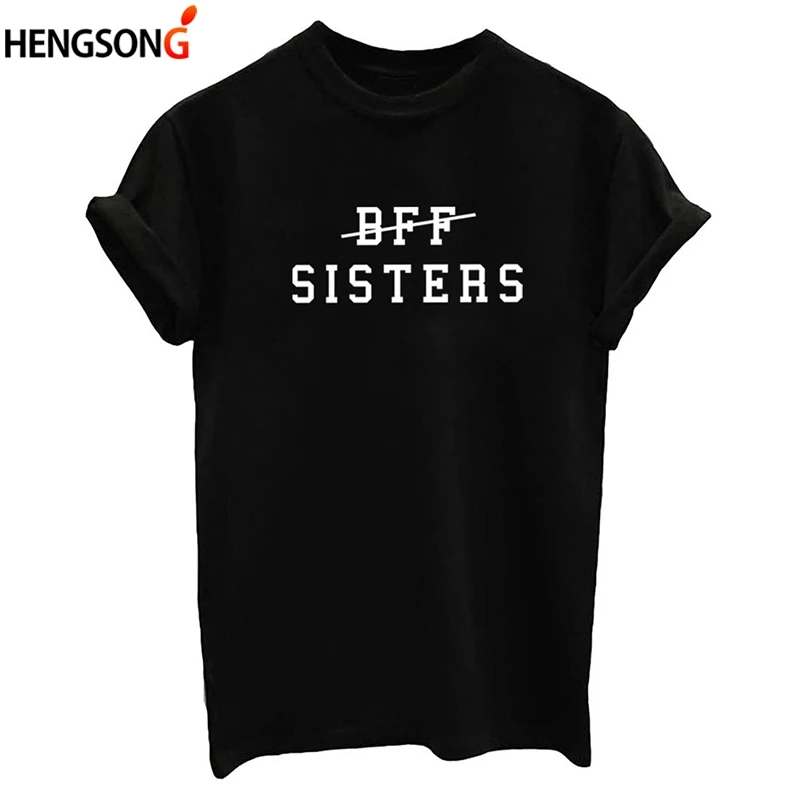 Фото Женская футболка с буквенным принтом BFF SISTERS Повседневная летняя Однотонная