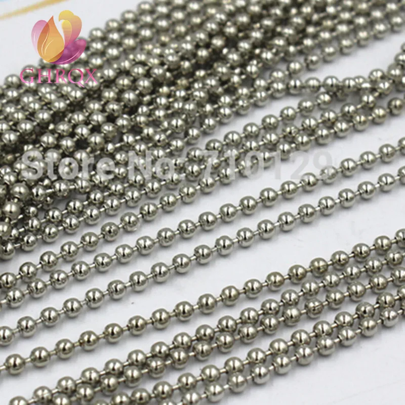 GHRQX Hot Sell 2meter rhodium Zinc Alloy 1.5mm/2.4mm Plated Silver Ball Necklace Chain Jewelry Chain for make necklace
GHRQX Hot Sell 2meter rhodium Zinc Alloy 1.5mm/2.4mm Plated Silver Ball Necklace Chain Jewelry Chain for make necklace
