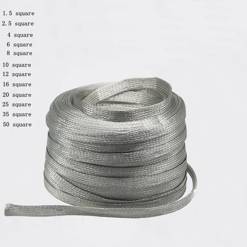 Copper braided ground wire 1.5/2.5/4/6/10/50 square copper stranded soft bare copper wire tinned flat conductive tape
Copper braided ground wire 1.5/2.5/4/6/10/50 square copper stranded soft bare copper wire tinned flat conductive tape