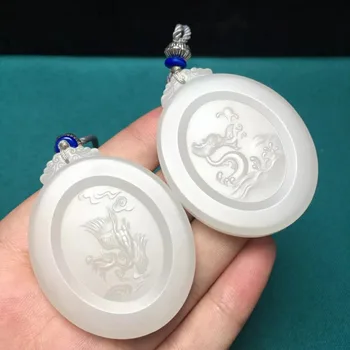 J12#Hetian jade white jade dragon and phoenix Chengxiang pendant, jade quality and moist
J12#Hetian jade white jade dragon and phoenix Chengxiang pendant, jade quality and moist