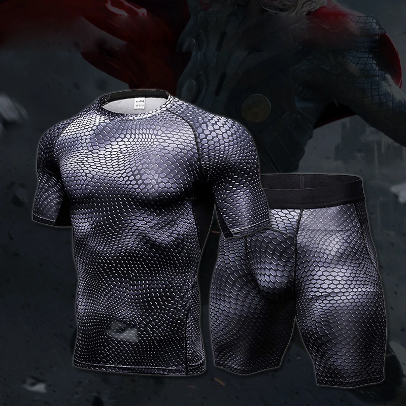 2017 Men Tracksuits 2 piece Fitness Running Set Compression Tight dry fit T-shirt Legging Shorts Sport Suit Gym Men's Sportswear
2017 Men Tracksuits 2 piece Fitness Running Set Compression Tight dry fit T-shirt Legging Shorts Sport Suit Gym Men's Sportswear