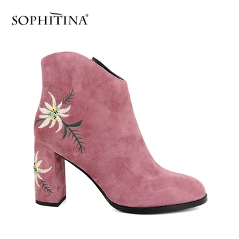 SOPHITINA New Ankle Boots Unique Kid Suede Embroider Flower Women' s Shoes Thick Heel Round Toe Warm Short Plush Lady Boots M79
SOPHITINA New Ankle Boots Unique Kid Suede Embroider Flower Women' s Shoes Thick Heel Round Toe Warm Short Plush Lady Boots M79