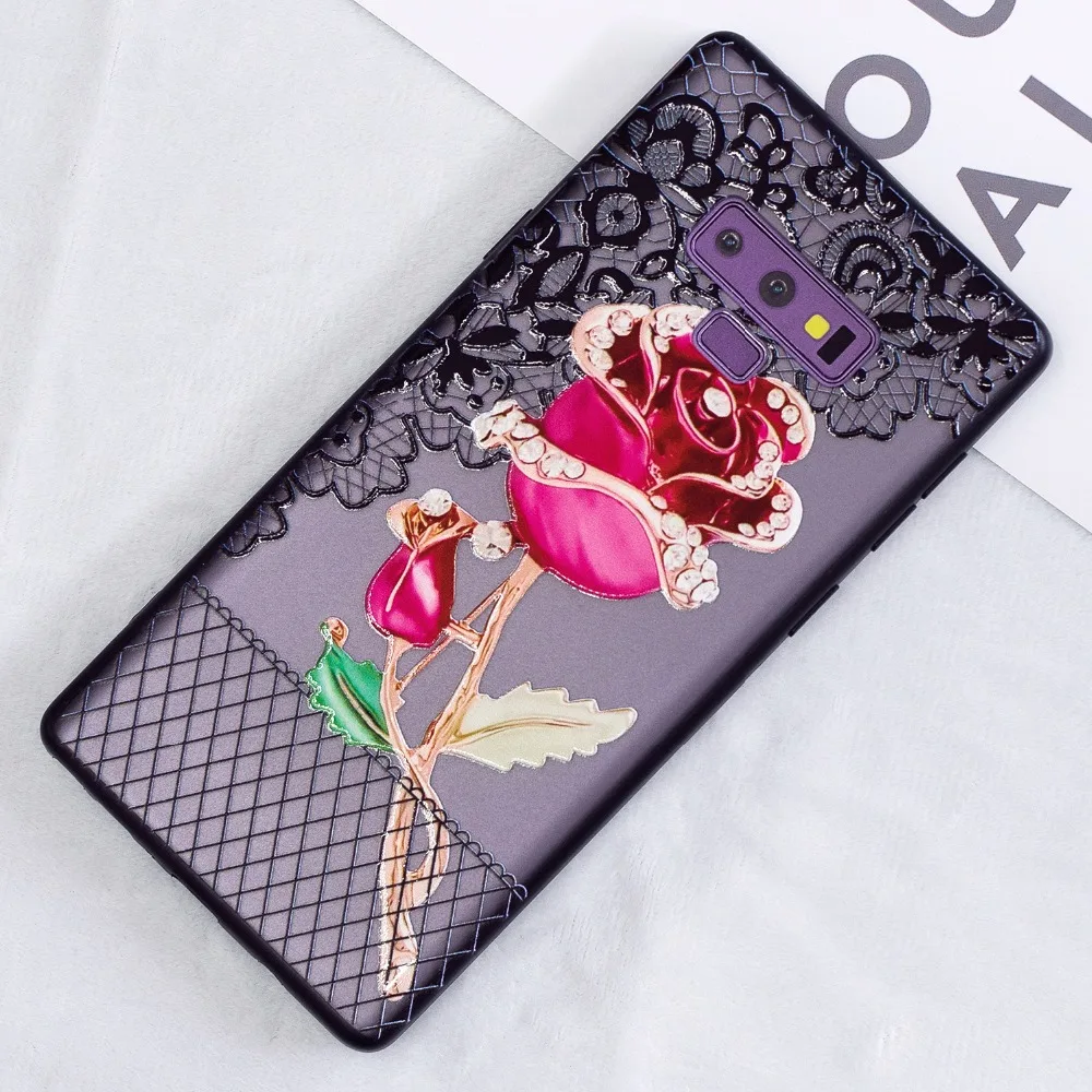 3D Diamond Lace Flower Case For SAMSUNG Note 9 S9 S8 Plus S7 Edge A6 A8 J4 J6 Plus 2018 A3 A5 J3 J5 J7 2017 J310 J510 A510 Cover (22)