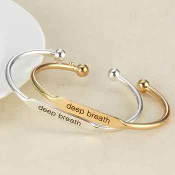 10pcs/lot Engraved DEEP BREATH Positive Inspirational Quote Hand imprint Cuff Mantra Bracelet Bangle For Women Jewelry
10pcs/lot Engraved DEEP BREATH Positive Inspirational Quote Hand imprint Cuff Mantra Bracelet Bangle For Women Jewelry
