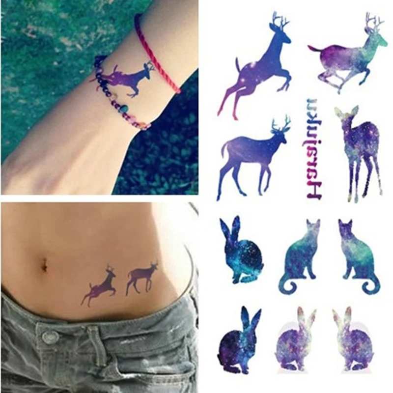 5 Sheets Waterproof Tattoo Stickers Deer Rabbit Temporary Tattoo Sticker Harajuku Gradually Change Color Animal Pattern Body Art
5 Sheets Waterproof Tattoo Stickers Deer Rabbit Temporary Tattoo Sticker Harajuku Gradually Change Color Animal Pattern Body Art