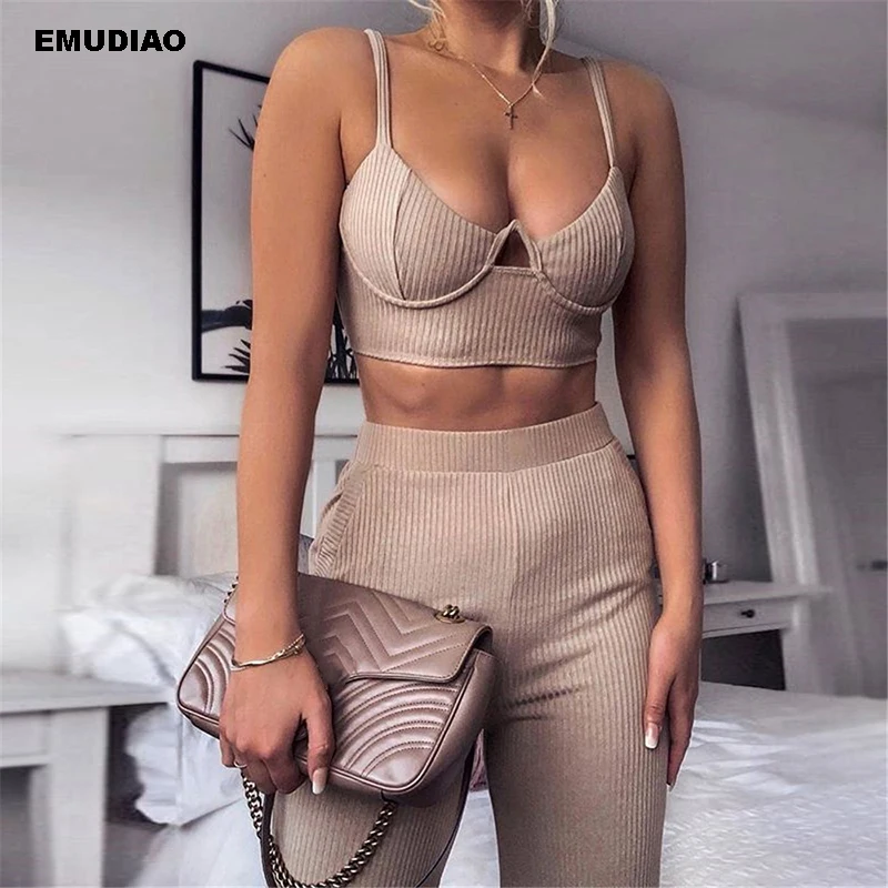 2 Piece Women Set Sexy Rop Top Long Pants Knitted Woman Sets 2019 Party Club Streetwear Tracksuit Khaki Feminine Set
2 Piece Women Set Sexy Rop Top Long Pants Knitted Woman Sets 2019 Party Club Streetwear Tracksuit Khaki Feminine Set
