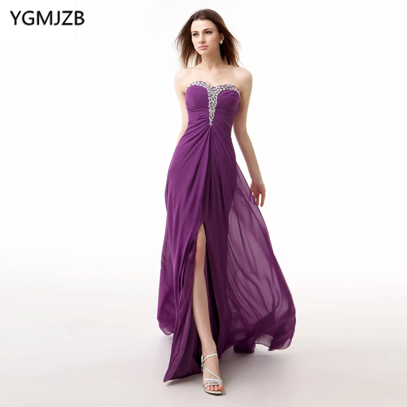 Purple Evening Dresses Long 2018 A-Line Sweetheart High Split Beaded Chiffon Prom Dress Backless Evening Gown Robe De Soiree
Purple Evening Dresses Long 2018 A-Line Sweetheart High Split Beaded Chiffon Prom Dress Backless Evening Gown Robe De Soiree