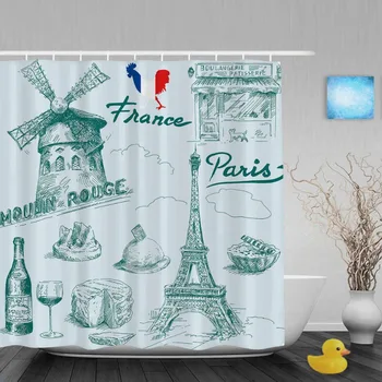 Vintage France Original Hand Drawn Bathroom Curtains Eiffel Tower Decor Shower Curtain Waterproof Polyester Fabric With Hooks
Vintage France Original Hand Drawn Bathroom Curtains Eiffel Tower Decor Shower Curtain Waterproof Polyester Fabric With Hooks