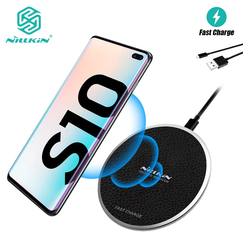 10 Вт Qi Беспроводное зарядное устройство из искусственной кожи NILLKIN для Samsung Galaxy