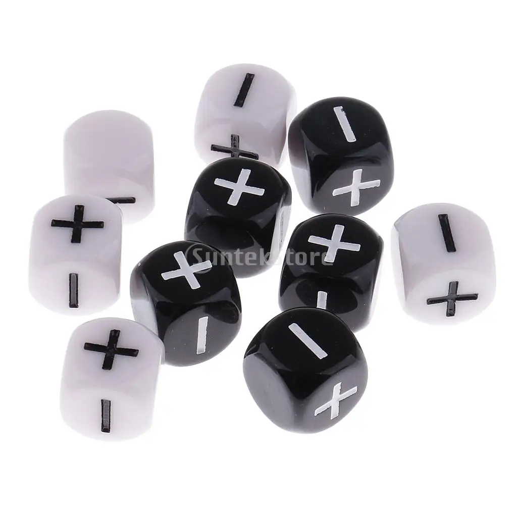 10 Pieces Opaque Plastic 6-sided Dice Minus Plus D6 for Party Bar Card Casino Game Props 1.6cm
10 Pieces Opaque Plastic 6-sided Dice Minus Plus D6 for Party Bar Card Casino Game Props 1.6cm