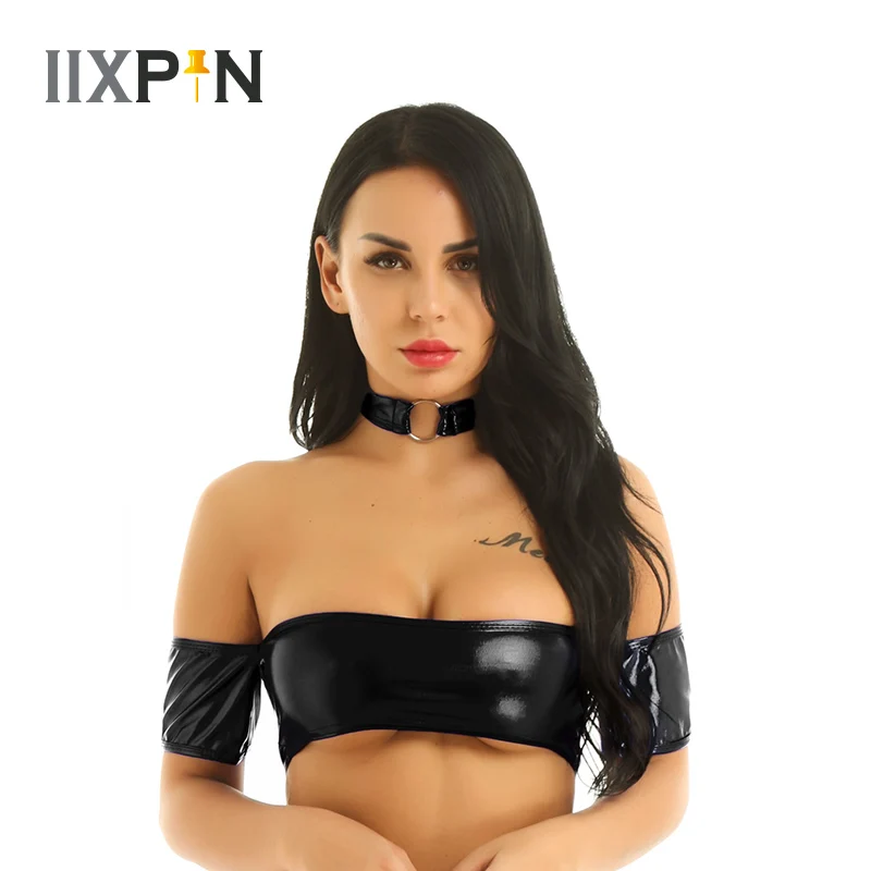 Women Pole Dance Sexy Tops Shiny Strapless Bandeau Tube Bra Tank Tops with O-Ring Collar Choker Necklace Breast Wrap Blouse
Women Pole Dance Sexy Tops Shiny Strapless Bandeau Tube Bra Tank Tops with O-Ring Collar Choker Necklace Breast Wrap Blouse