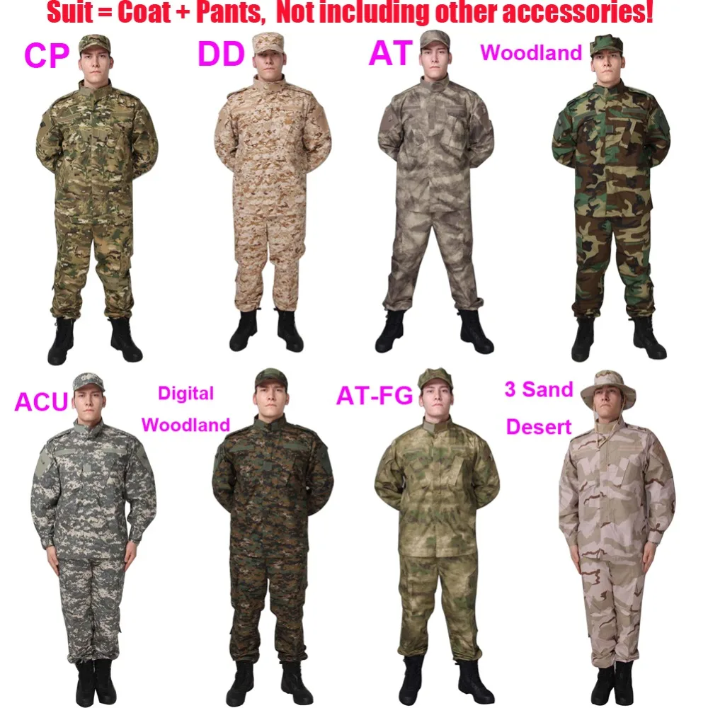 Free Shipping ACU Type Military Tactical Combat BDU Suit Outdoor War Game Camouflage Ripstop Uniform Set With Coat And Trousers
Free Shipping ACU Type Military Tactical Combat BDU Suit Outdoor War Game Camouflage Ripstop Uniform Set With Coat And Trousers