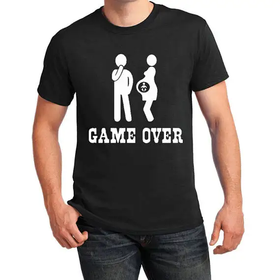 Мужская футболка Game Over шутка саркастическая беременность развлекательная
