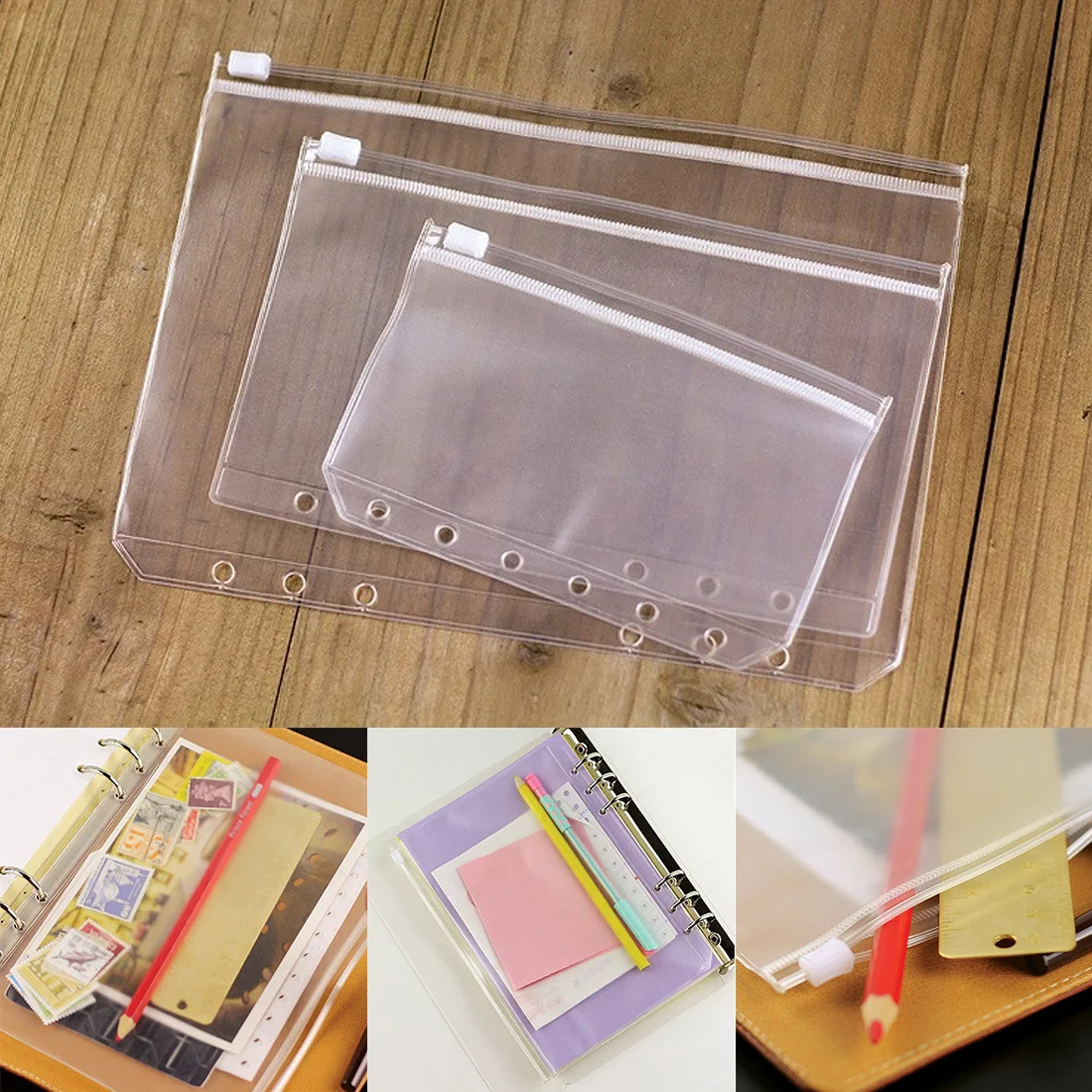 Zip Universal waterproof transparent document bag transparent zipper pull bag 6 hole loose-leaf bag bill storage bag
Zip Universal waterproof transparent document bag transparent zipper pull bag 6 hole loose-leaf bag bill storage bag