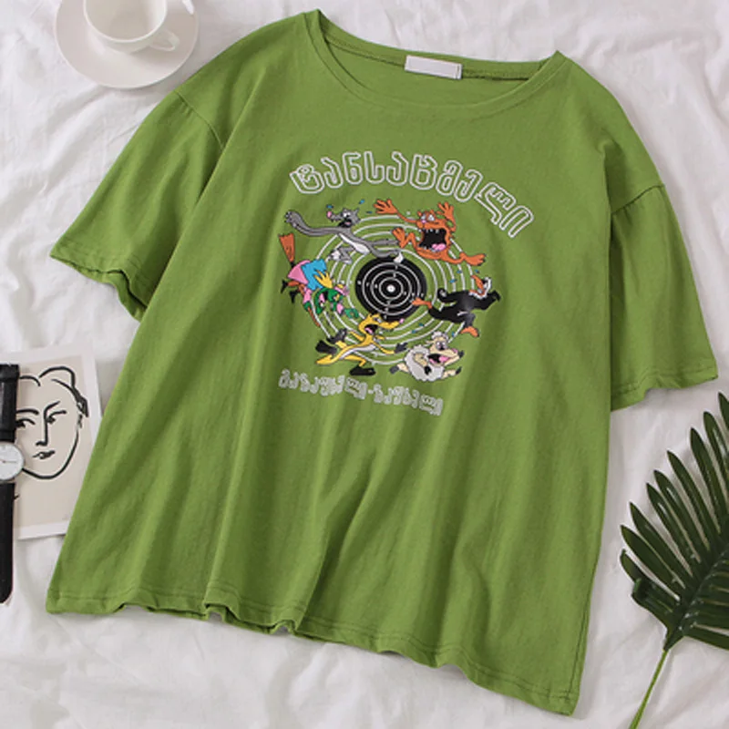 2019 New Ins Harajuku Loose T-shirt Women Casual Tshirt Cartoon Cotton Summer Streetwear Hip Hop Korean Style T-shirt Women Tops
2019 New Ins Harajuku Loose T-shirt Women Casual Tshirt Cartoon Cotton Summer Streetwear Hip Hop Korean Style T-shirt Women Tops