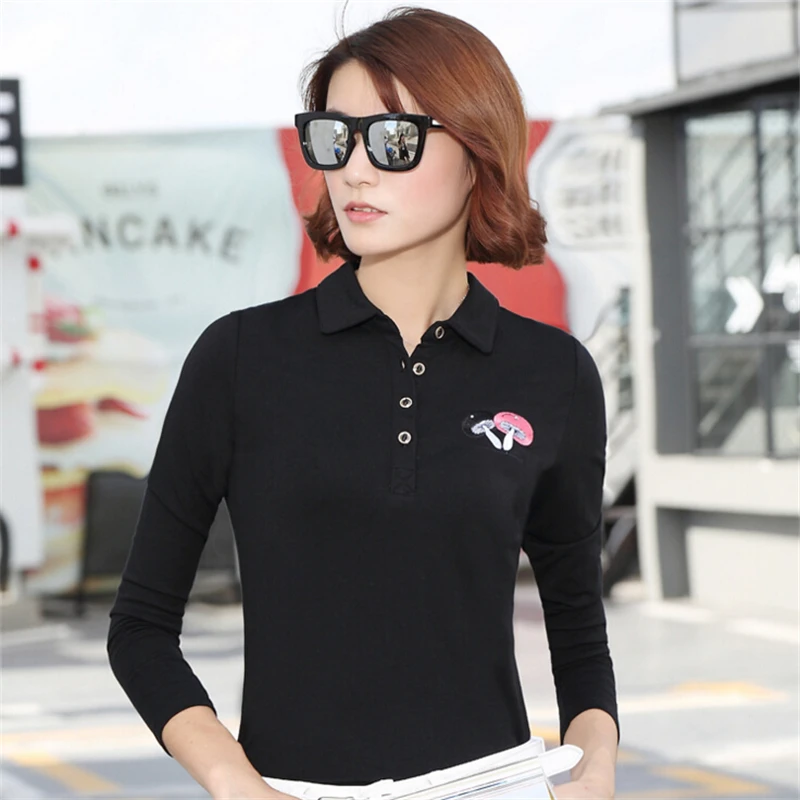Autumn winter cool casual women Lovely mushroom embroidery polo shirt long sleeve Slim women polo femme shirts plus size
Autumn winter cool casual women Lovely mushroom embroidery polo shirt long sleeve Slim women polo femme shirts plus size