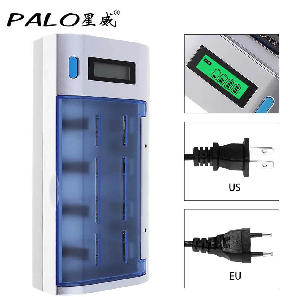 PALO 4 Slots LCD Display Smart Battery Charger Over Temperature Protection for Ni-MH NI-CD AA AAA SC 9V Rechargeable Battery
PALO 4 Slots LCD Display Smart Battery Charger Over Temperature Protection for Ni-MH NI-CD AA AAA SC 9V Rechargeable Battery