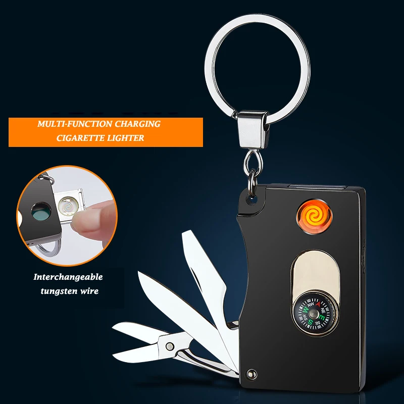 Multi-function Lighter Keychain Electric Wire Flameless Windproof Smoking Cigarette USB Rechargeable Multi-color Lighter JL-930V
Multi-function Lighter Keychain Electric Wire Flameless Windproof Smoking Cigarette USB Rechargeable Multi-color Lighter JL-930V