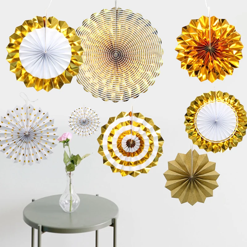 8pcs/lot New Golden Paper Fan Flower Wedding Festival Mall Store Decoration Adult Children Birthday Christmas Party Decoration
8pcs/lot New Golden Paper Fan Flower Wedding Festival Mall Store Decoration Adult Children Birthday Christmas Party Decoration