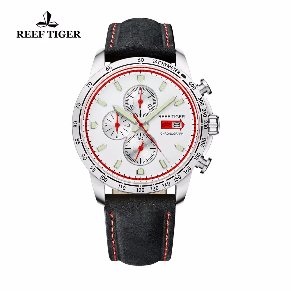 Фото Мужские спортивные часы Reef Tiger/RT светящиеся из натуральной кожи с - купить