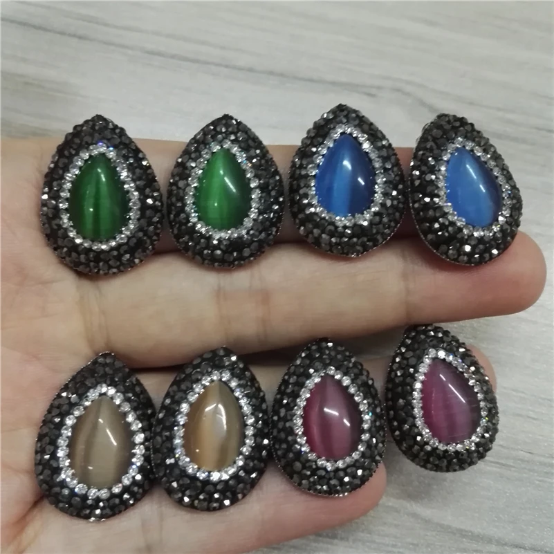 Trendy Jewelry Water Drop Blue Green Brown Purple Cat Eye Stone Charms with Black Rhinestone Earrings For Women Wedding Party
Trendy Jewelry Water Drop Blue Green Brown Purple Cat Eye Stone Charms with Black Rhinestone Earrings For Women Wedding Party