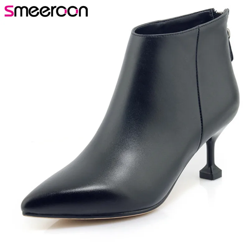 Smeeroon genuine leather boots autumn winter boots for women zip ankle pointed toe high heels boots ladies big size 33-40
Smeeroon genuine leather boots autumn winter boots for women zip ankle pointed toe high heels boots ladies big size 33-40