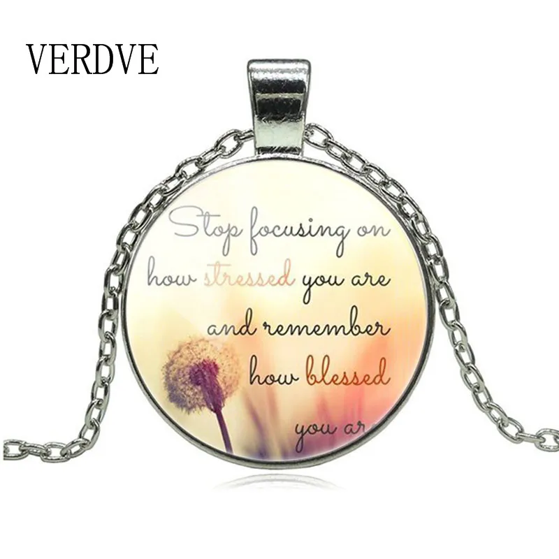 Stop focusing on how stressed you are and remember how Blessed you are Necklace Dandelion Cabochon Glass Charm Pendant Necklaces
Stop focusing on how stressed you are and remember how Blessed you are Necklace Dandelion Cabochon Glass Charm Pendant Necklaces