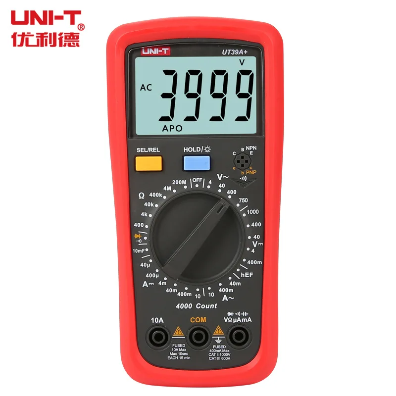 UNI-T UT39A+ UT39C+ Digital Multimeter Auto Range Tester Upgraded from UT39A/UT39C AC DC V/A Ohm/Temp /Frequency/HFE/NCV Test |
