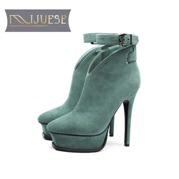 MLJUESE 2019 women ankle boots Kid Suede ankle strap round toe platform Stiletto boots thin heel high heels women boots
MLJUESE 2019 women ankle boots Kid Suede ankle strap round toe platform Stiletto boots thin heel high heels women boots