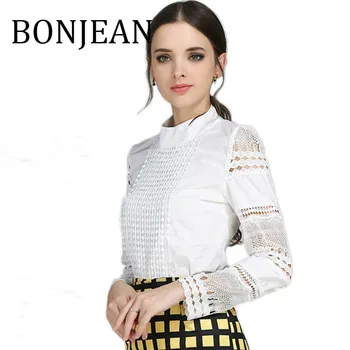 BONJEAN Office Lady Shirt for Women 2019 Autumn Tops and Tees Lace Patchwork White T Shirt Stand Collar Plus Size Shirt BJ1447
BONJEAN Office Lady Shirt for Women 2019 Autumn Tops and Tees Lace Patchwork White T Shirt Stand Collar Plus Size Shirt BJ1447