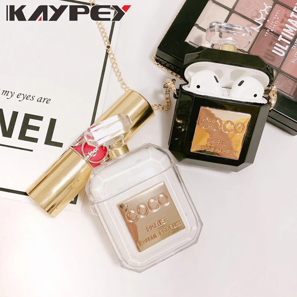 Luxury Brand Transparent perfume bottle Silicone Metal Chain Bluetooth Wireless Earphone Case For Apple AirPods Headset H1 Pods
Luxury Brand Transparent perfume bottle Silicone Metal Chain Bluetooth Wireless Earphone Case For Apple AirPods Headset H1 Pods