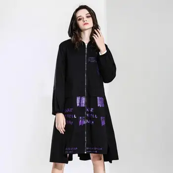 Europe loose large size Women's Winter New Hoodie Coat Long Sleeve Letter print black jacket High quality cotton Long Outerwear
Europe loose large size Women's Winter New Hoodie Coat Long Sleeve Letter print black jacket High quality cotton Long Outerwear