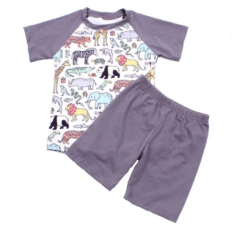 Комплект летней одежды для мальчиков с принтом Зоопарк |