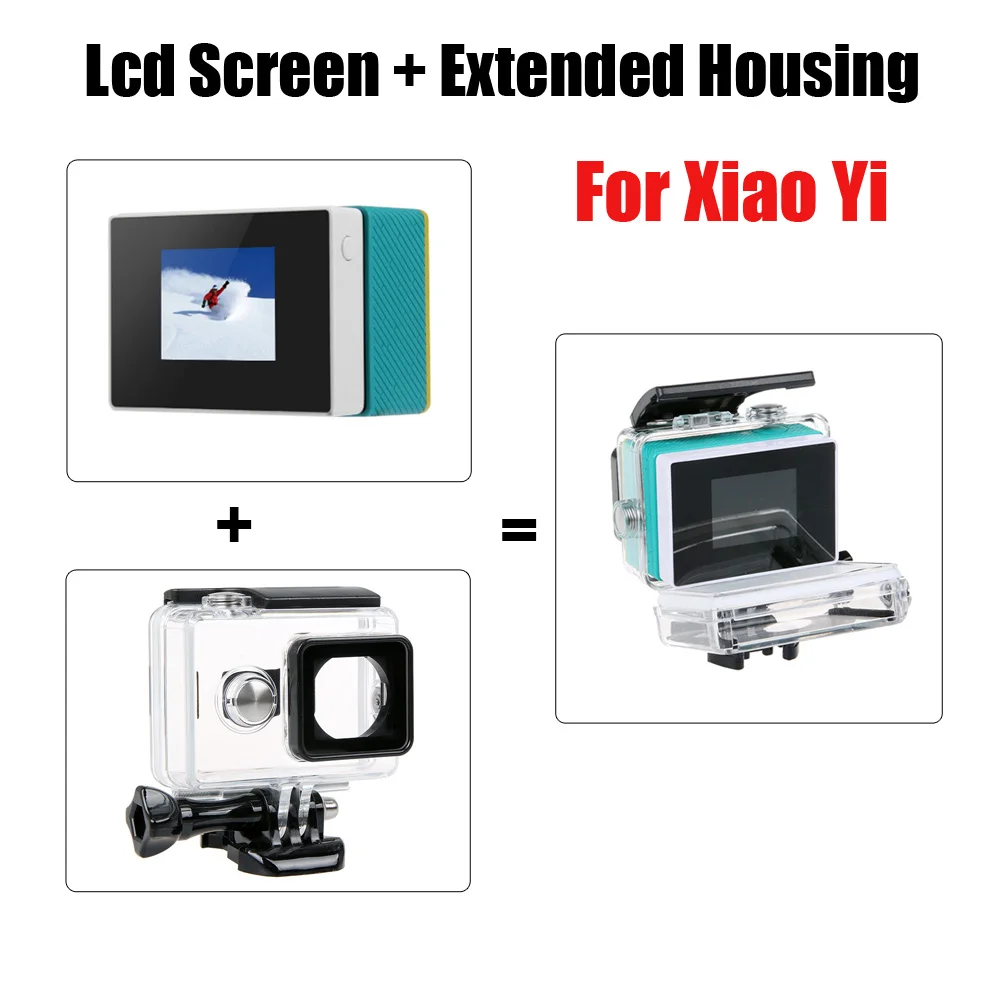 

For Xiaoyi LCD Screen LCD display monitor + External Waterproof Housing Case for Xiaomi yi Original Sport Camera