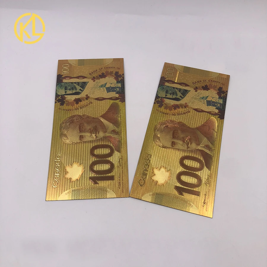 2 pcs/lot Colorful Gold Foil Plastic Banknote bill Canadian 100 Dollar Banknotes Replica CAD 100 For Gift Money and Collection
2 pcs/lot Colorful Gold Foil Plastic Banknote bill Canadian 100 Dollar Banknotes Replica CAD 100 For Gift Money and Collection