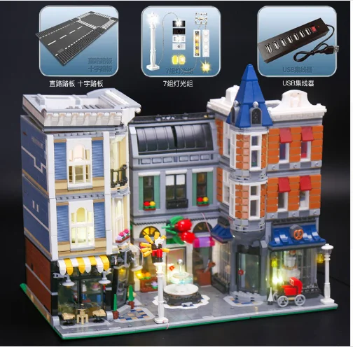 

Lepin 15019B Streetview Series Light Set 10255 The Assembly Square with Light Version Set Building Blocks Bricks Toys