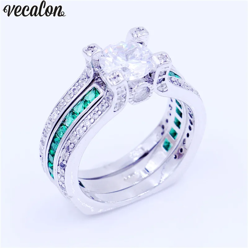 Vecalon Female Luxury Jewelry Engagement ring Green AAAAA Zircon cz 925 Sterling Silver wedding Band ring Set for women
Vecalon Female Luxury Jewelry Engagement ring Green AAAAA Zircon cz 925 Sterling Silver wedding Band ring Set for women