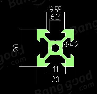 Machifit 500mm Black 2020 V-Slot Aluminum Profile Extrusion Frame For CNC
