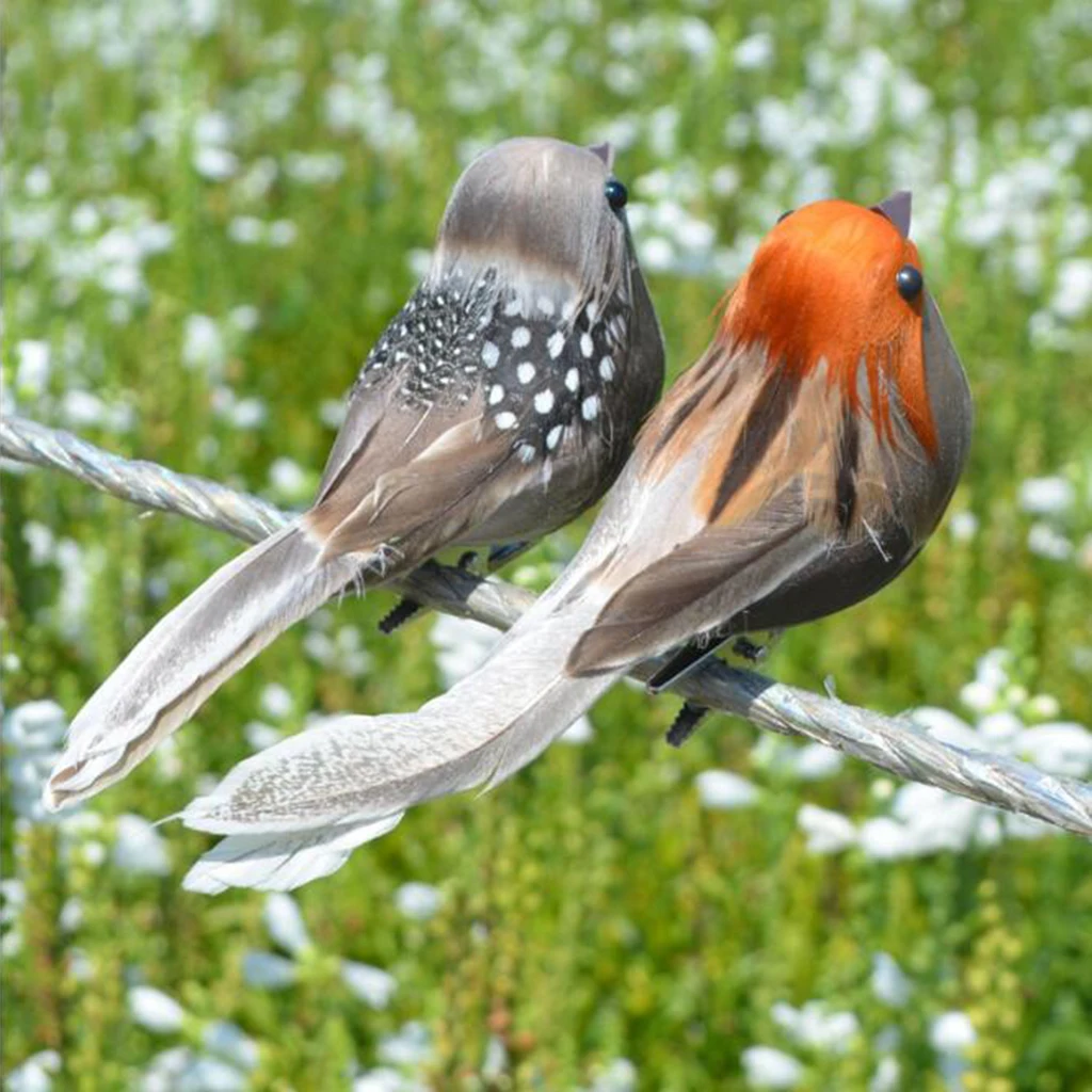 12pcs simulation mini sparrow cute bird figurine animal model home decor miniature fairy garden decoration figurines