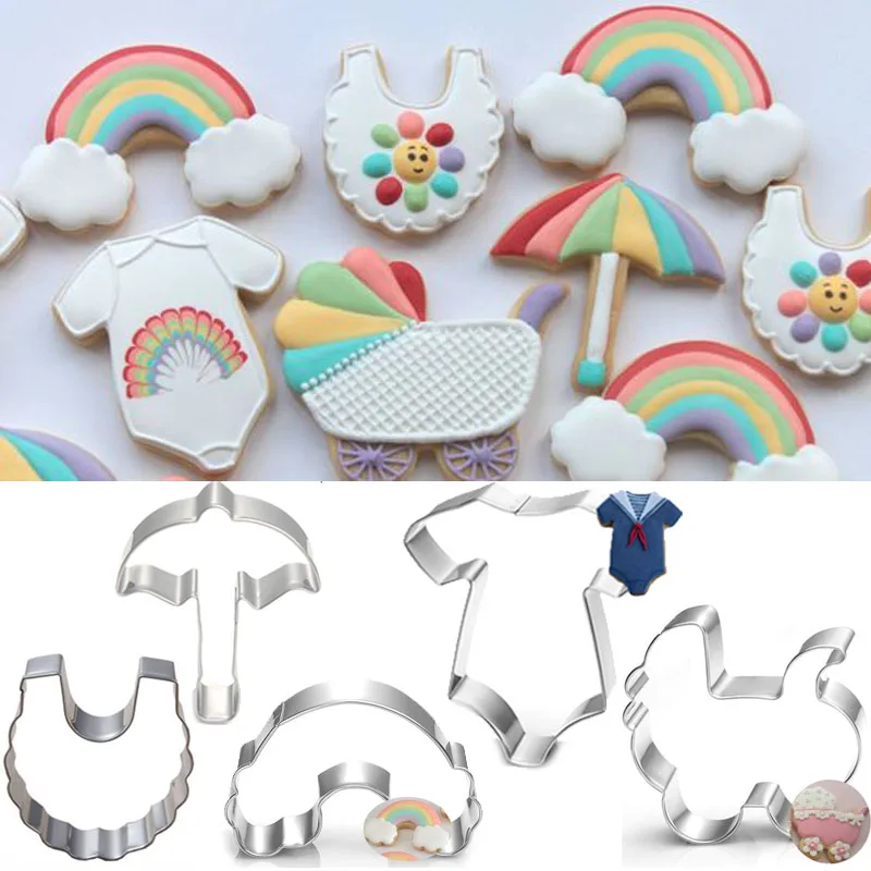 5pcs patisserie reposteria Bakeware Baby Carriage Rainbow Fondant Cake Decor Tools Metal Cookie Cutter Chocolate Biscuit Mold
5pcs patisserie reposteria Bakeware Baby Carriage Rainbow Fondant Cake Decor Tools Metal Cookie Cutter Chocolate Biscuit Mold