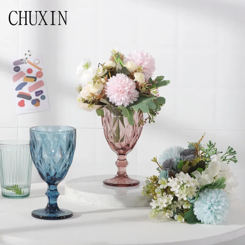 European wine glass glass vase artificial flower transparent home dining room living room model room soft decoration ornaments
European wine glass glass vase artificial flower transparent home dining room living room model room soft decoration ornaments