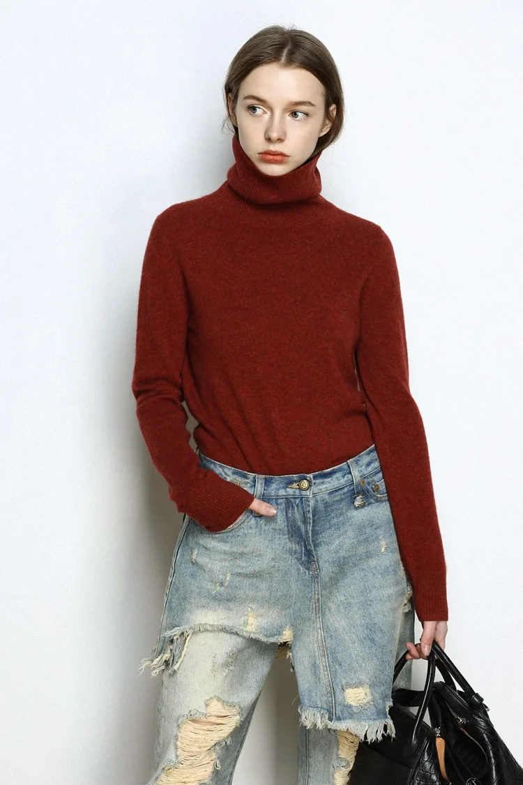 high collar cashmere sweater loose sweater female