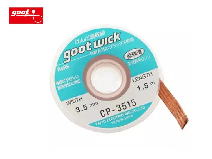 

1 pcs Japan GOOT Repair Tools CP-3515 Suction Tin Wick Width 3.5MM Length 1.5M RoHS Solder Remover Wick For RMA