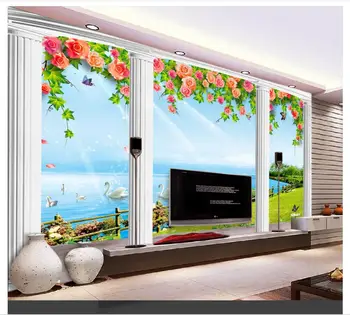 Custom European style Mural Photo Wallpaper Swan Lake Beauty Rose Flower Vine Roman Column Wall Bedroom decoration painting
Custom European style Mural Photo Wallpaper Swan Lake Beauty Rose Flower Vine Roman Column Wall Bedroom decoration painting