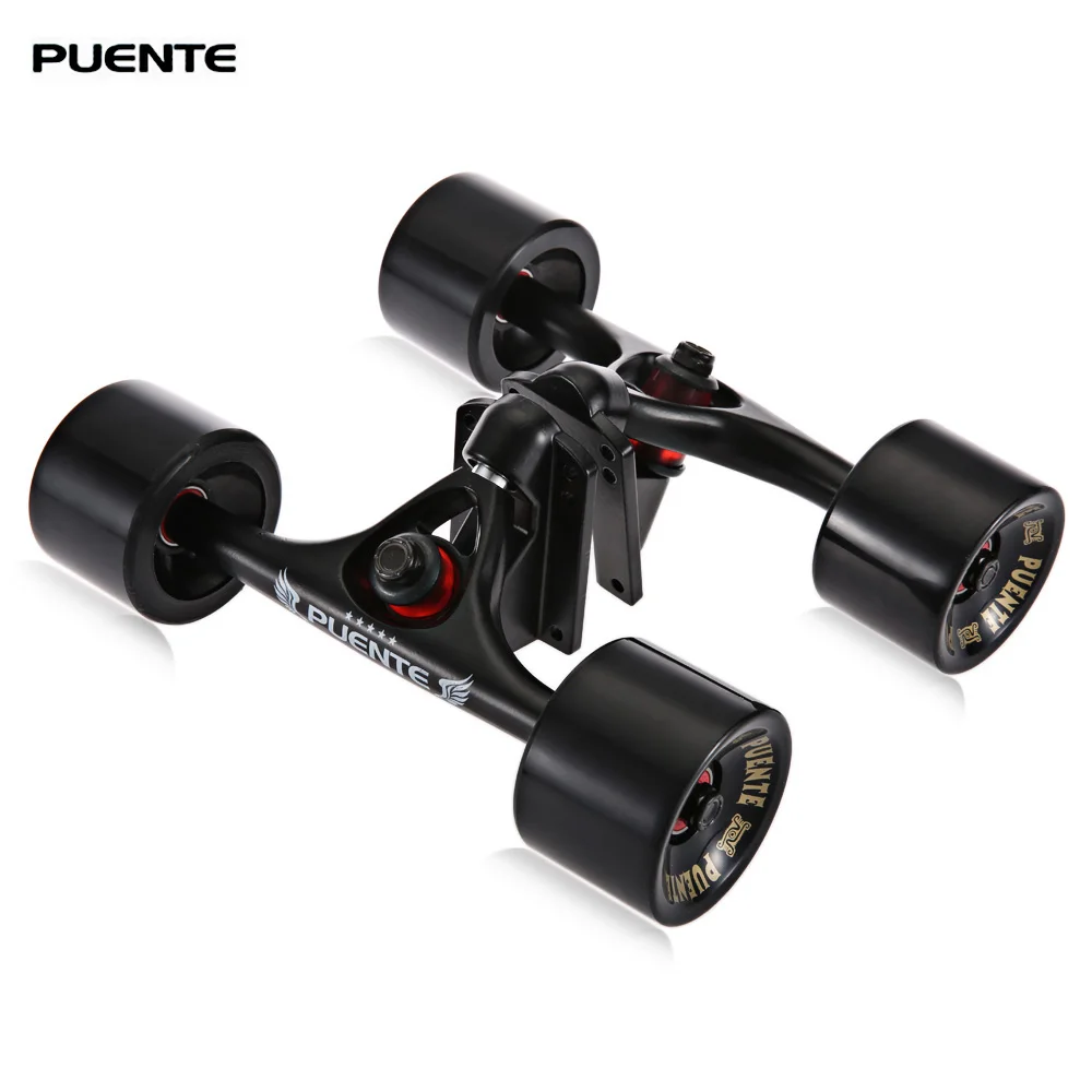 

PUENTE 2pcs / Set Skateboard Truck with 4 Skateboard Wheels Riser Pad ABEC - 9 Bearing Bolt Nut For Mini Cruiser Longboard